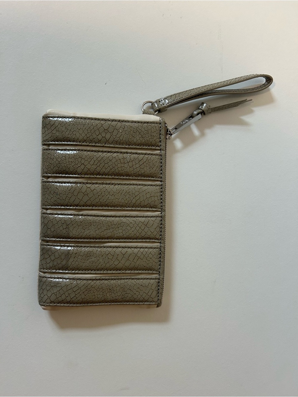 Vera Wang Taupe Snake-Embossed Wristlet Clutch